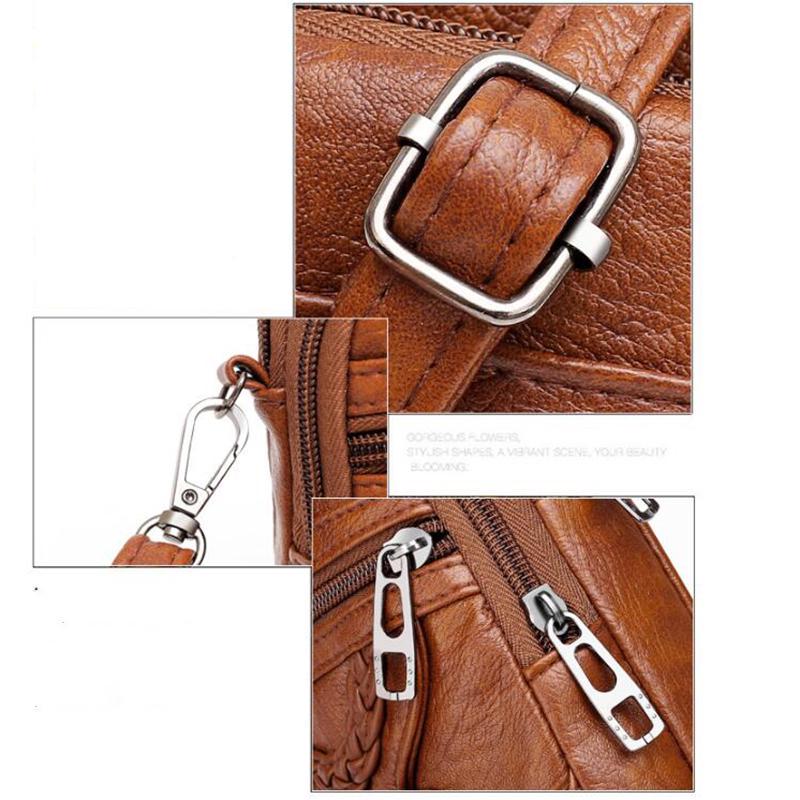 Vintage Soft Leather Crossbody Bags Rivet PU Women Messenger Shoulder Bag Small Female Handbags Phone Purses Black and Brown