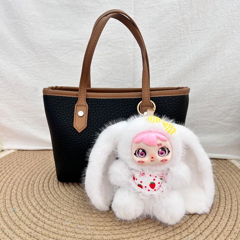 Süße Cartoon Vinyl Gesicht Große Ohren Weicher Flauschiger Plüsch Mädchenpuppe Schlüsselanhänger Anhänger Rucksack Dekoration Geschenke