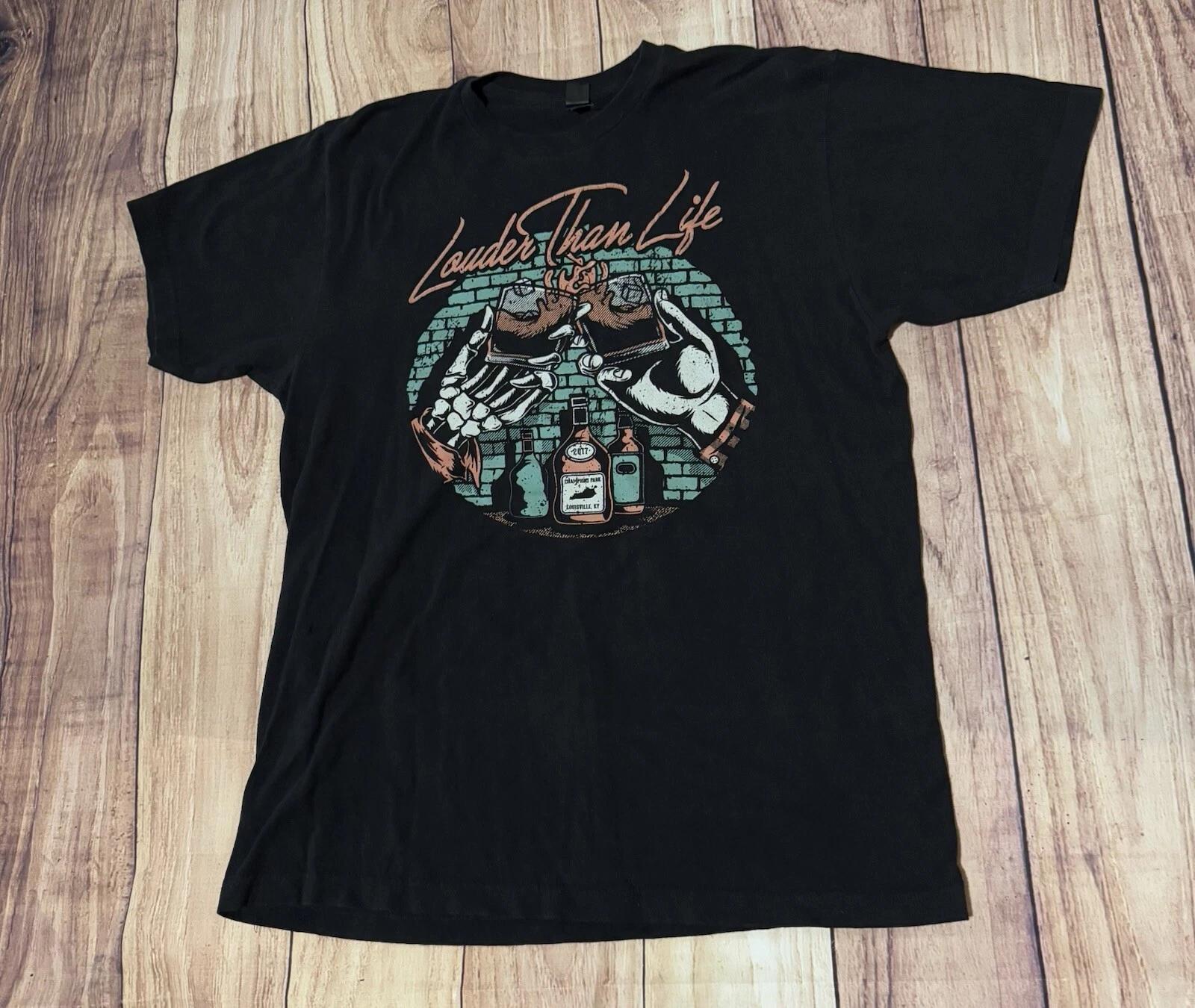 LOUDER THAN LIFE Concert 2017 Black T Shirt LOUISVILLE KENTUCKY Size Large L S