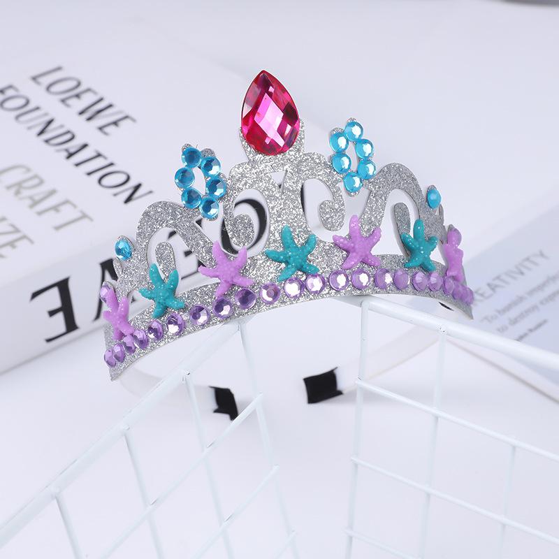 Mermaid Princess Rhinestone Crown Headband for Kids' Cosplay