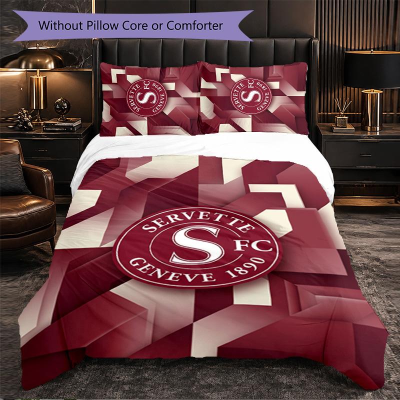 Servette FC Themed Bedding 3Pcs Duvet Cover Set Decorative Bed Linen For Teen Room Home Decoration