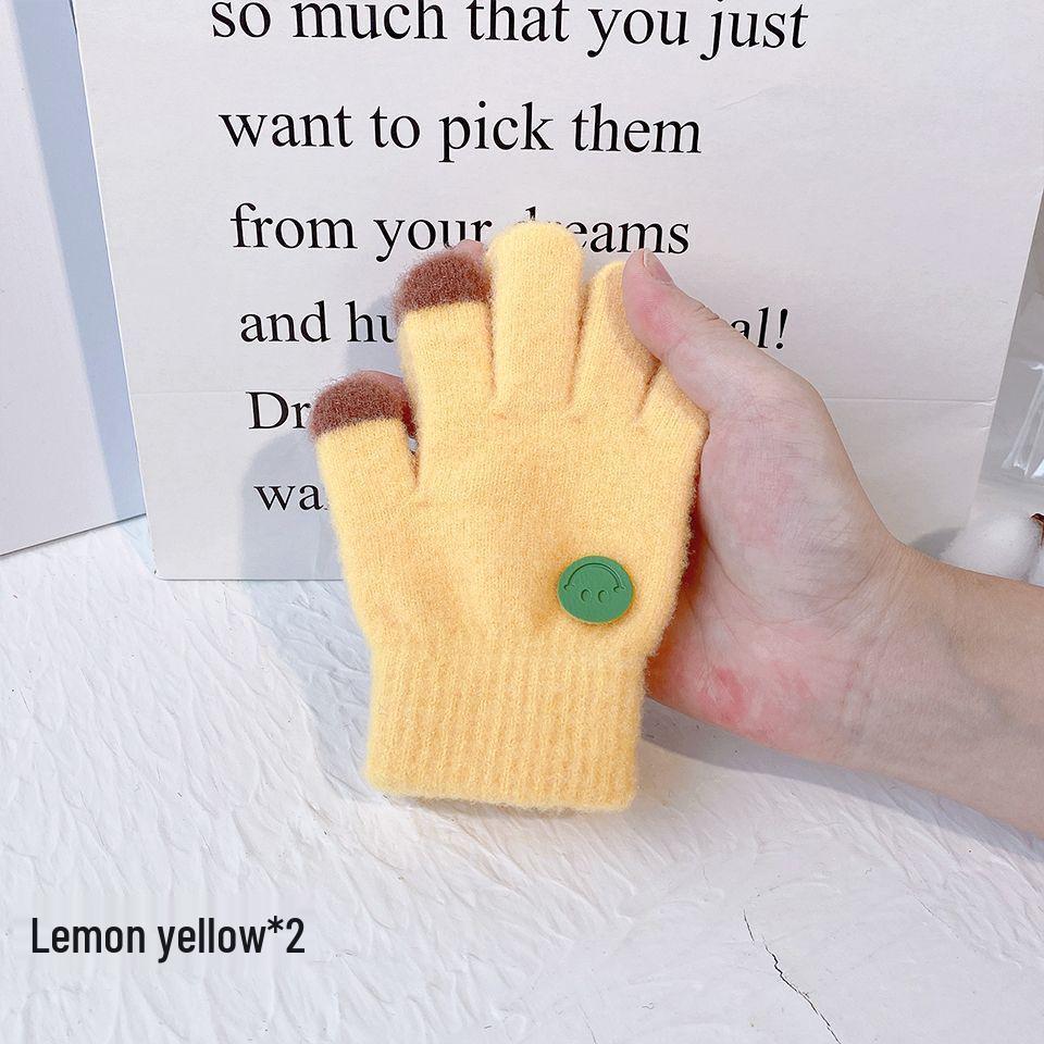 Dětské zimní bezprsté rukavice se smajlíkem – tenký styl pro chlapce a dívky