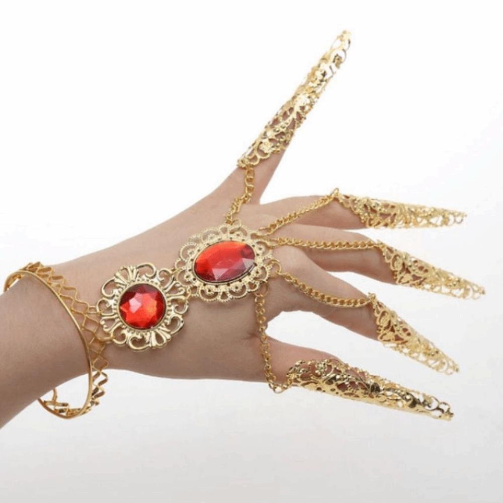 1 pair Indian Thai Golden Finger Bracelet Gold Color Belly Dance Bracelet  Costume