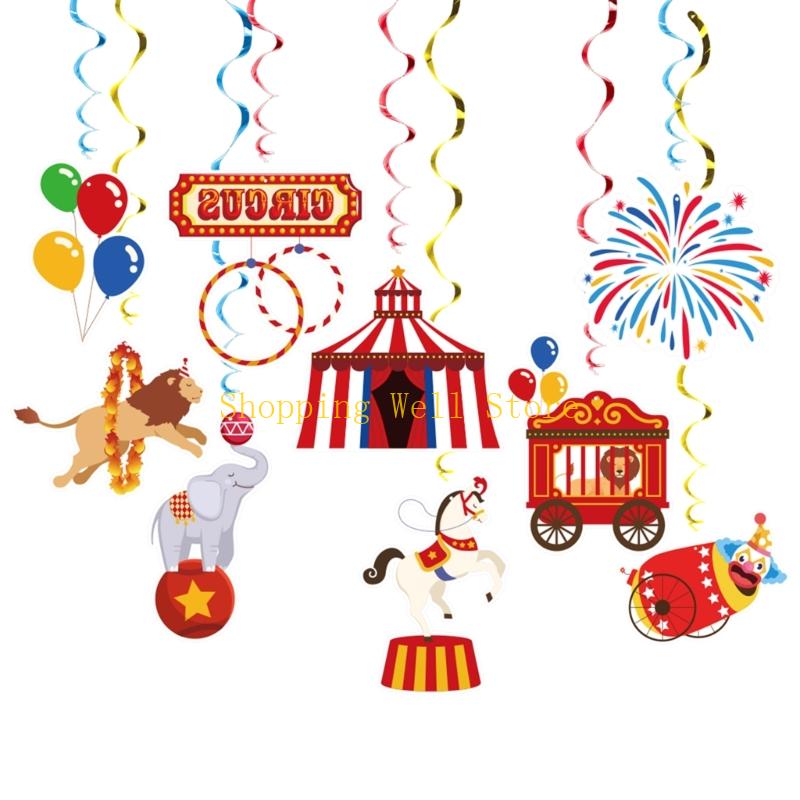 KX4B Whimsical Hanging Ornament 30 Count Paper Circus Theme Party Decorations For Kids Adults Festival Event