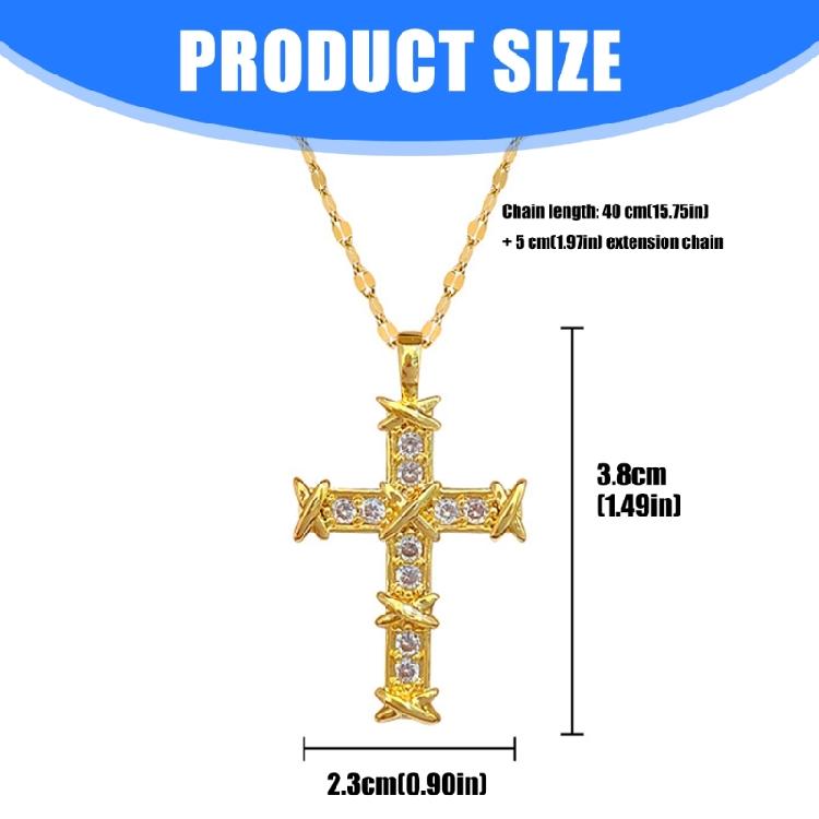 Contemporary Crucifix Shaped Necklace Crystal Embellishments Hypoallergenically Titanium Alloy Jewelry Gift