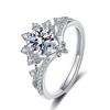 S925 Sterling Silber Set mit 1ct Zirkon Light Luxury Princess Crown Living Ring Valentinstag Geschenk