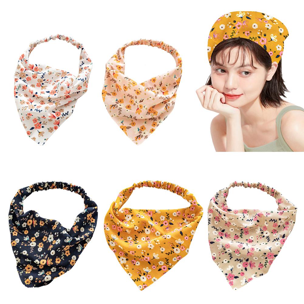Rural Style Triangular Headscarf Women's Elastic Band Headscarf Printing Summer Elastic Triangular Headband Versatile O4P9