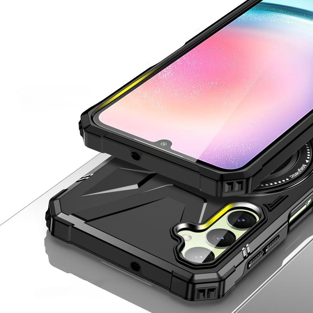 Case for Samsung Galaxy A25 5G, for MagSafe, Armored with Stand, Black + 9H Glass