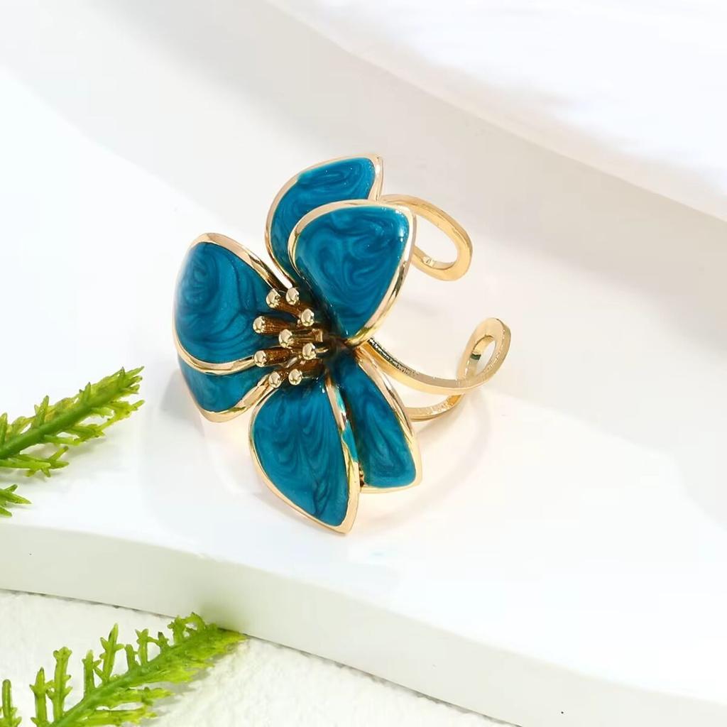 Luxury oil dripping flower bracelet ring set sweet temperament high-end light luxury jewelry