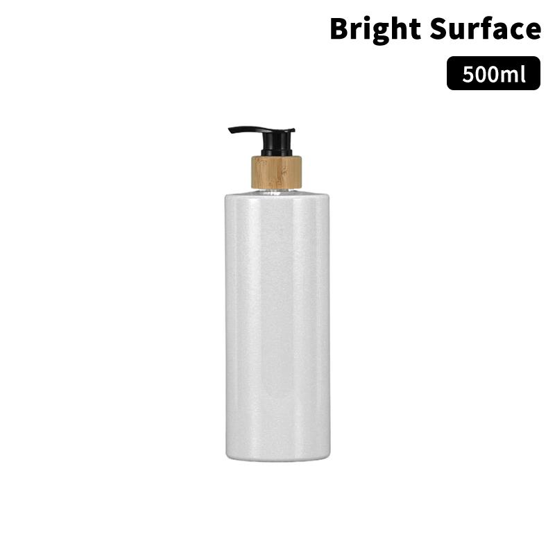 300/500Ml Cylindrical Bamboo Pump Dispenser Bathroom Pet Dish Soap Bottle Lotion Refillable Shower Gel Liquid Frosted Container