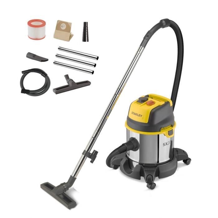 Aspirateur Eau Et Poussière STANLEY - 1400 W - Cuve Inox 20 L - Prise Électroportatif