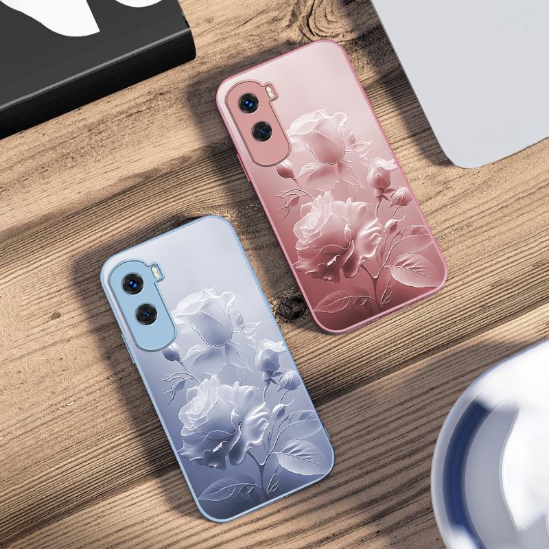 Flower Bud Rose Pink For Honor 200 90 8X 9X Pro Lite P50 P40 Nova 10 11i P60 Magic4 6 Mate 20 50 Tempered Glass Phone Case