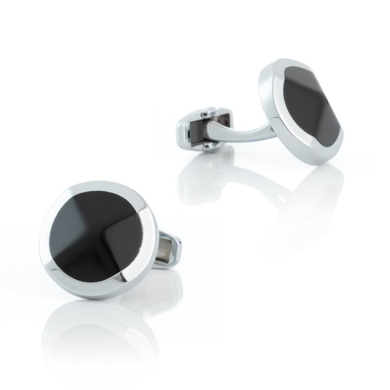 Round Diamond Black Enamel All Copper Metal Cufflinks Men s French Shirt Pure Natural чёрный