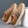 2024 Herbst Neue Schuhe für Herren Echtleder Freizeitschuhe Trend Gestreifte Flache Skateboard-Schuhe Street Cool Schnür-Sneaker
