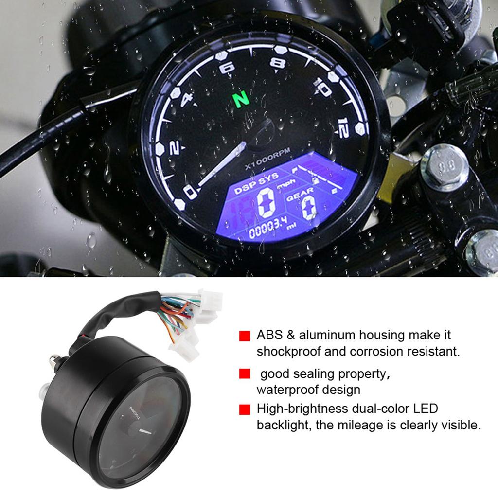 Motorrad LED Hintergrundbeleuchtung Digitaler Drehzahlmesser Tachometer Anzeige 12000 U/min