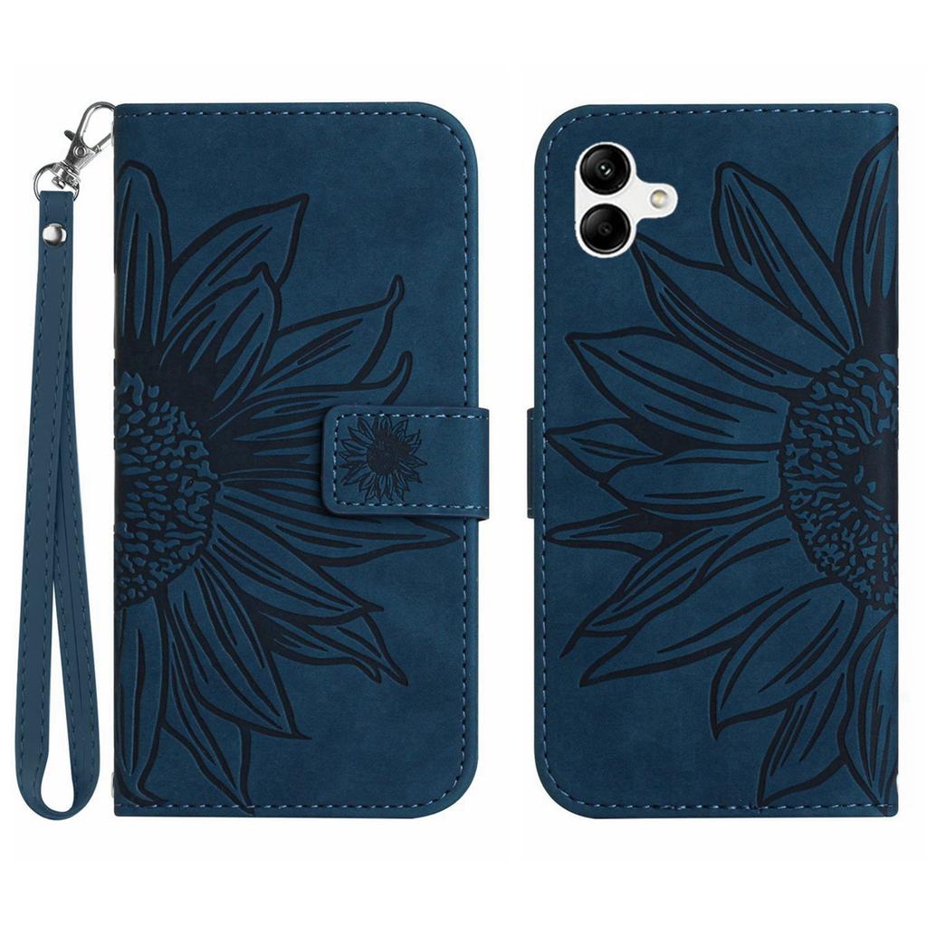 HT04 For Samsung Galaxy A06 4G Case Sunflower Leather Wallet Phone Cover with Wrist Strap