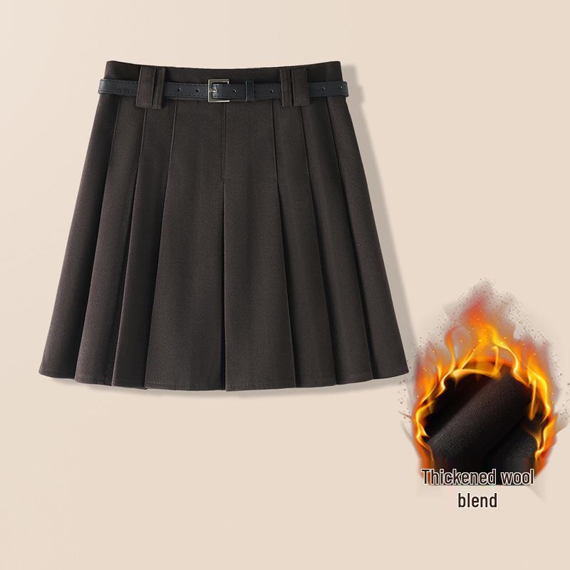

2025 High-Waisted Pleated Wool Skirt: Thick, Warm, Slimming, Trendy, Comfortable for Autumn & Winter M (Recommended weight: 95-105 lbs)