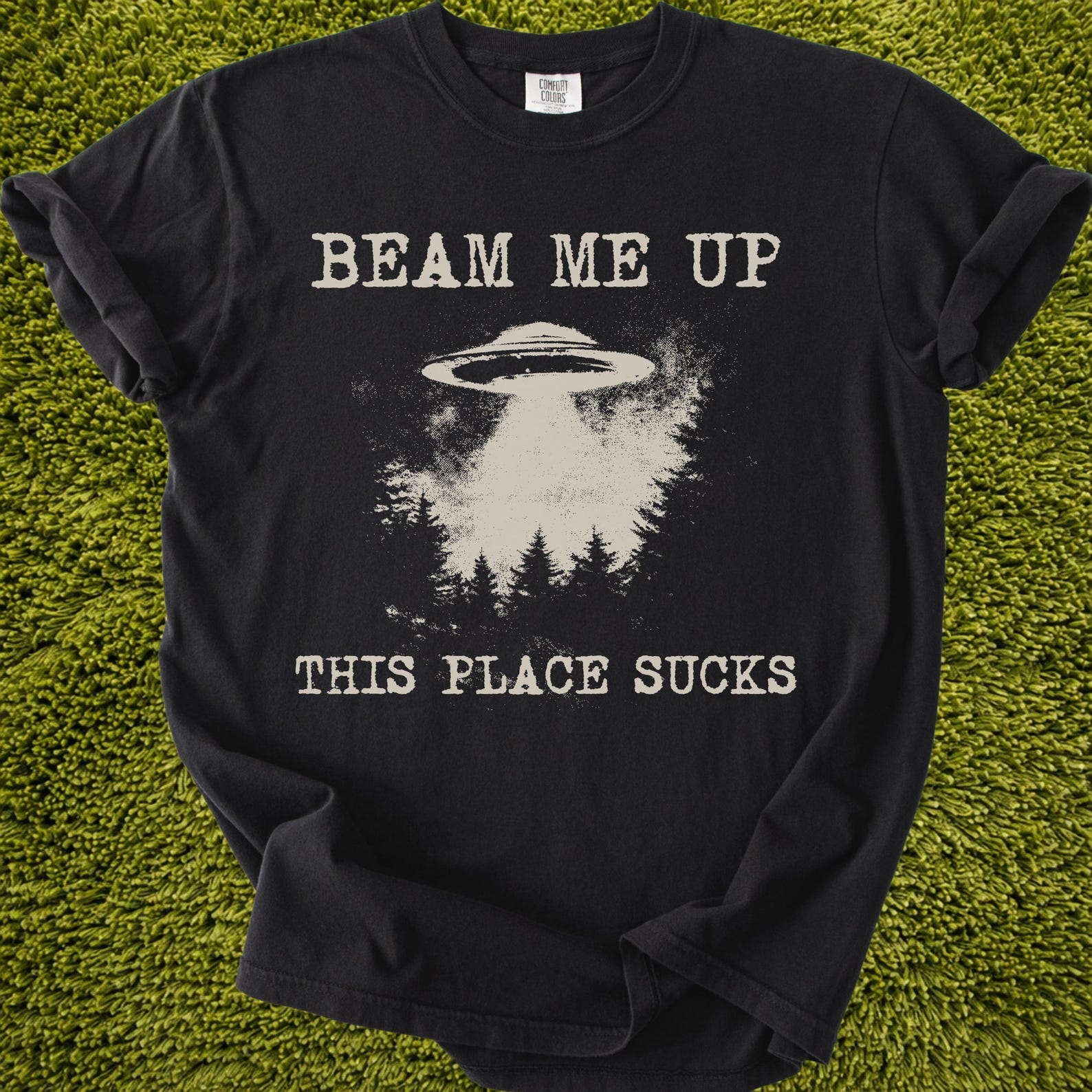 Beam Me Up Shirt Comfort Colors | Alien UFO Graphic Tee, Sarcastic Sci Fi Shirt, Vintage Grunge Unisex T Shirt XL