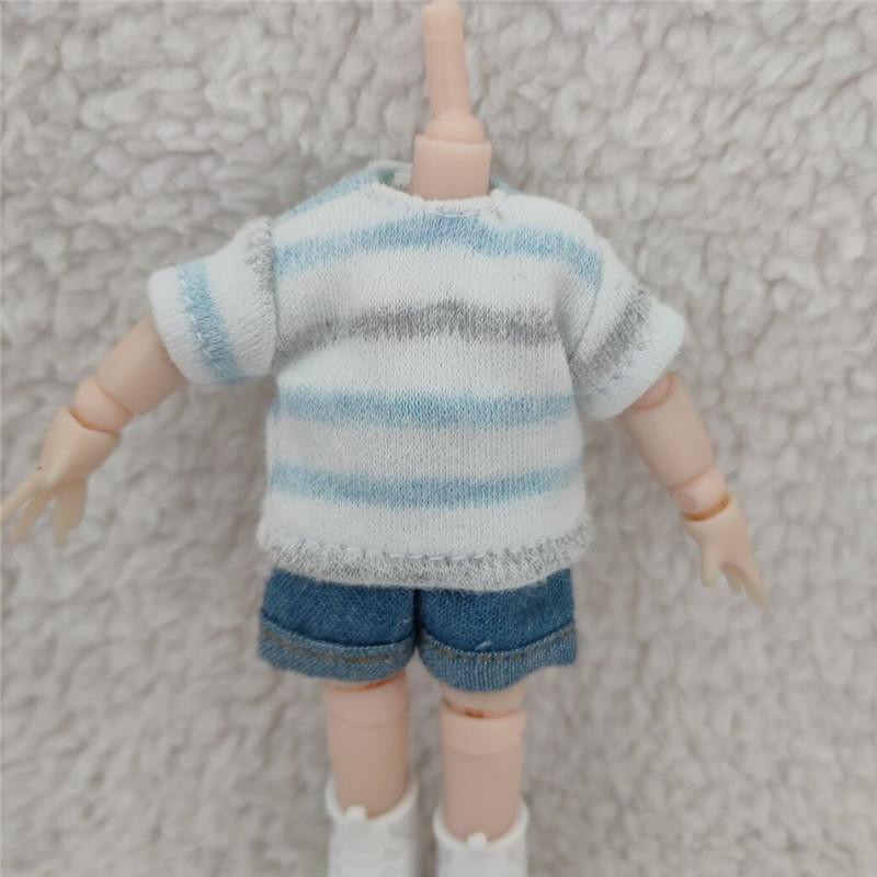 bjd clothes ob11 baby clothes cute 1/12 bjd doll clothes striped short sleeve T-shirt GSC clay head doll accessories shorts toy