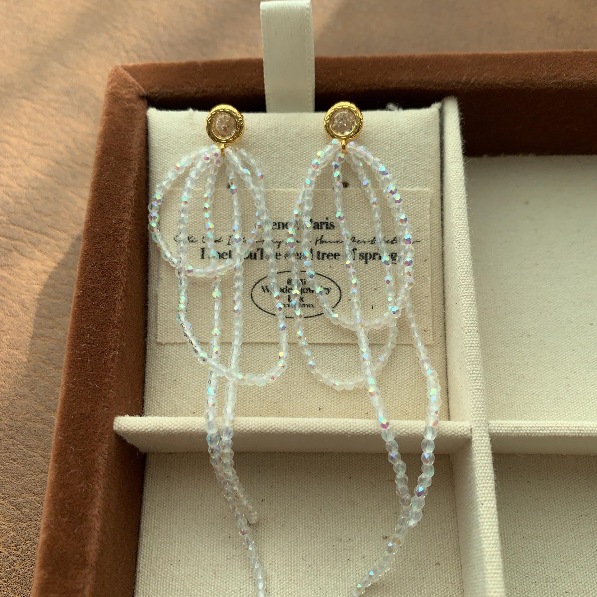 Natural Stone Handmade Beaded Pendant Earrings, Earrings, Fringed Elegant Light Luxury, Exquisite Sense Of Niche Natural Earrings