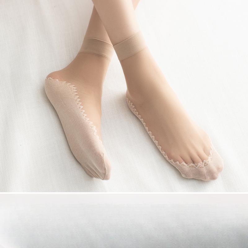10 Pairs of Women's Summer Thin Cotton Bottom Non Slip Anti Hook Wire Durable Mid Tube Stockings