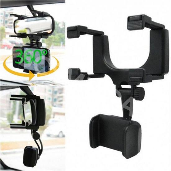 360° Rotatable Cradle Car Rear View Mirror Holde Mount Phone GPS Stand Holder