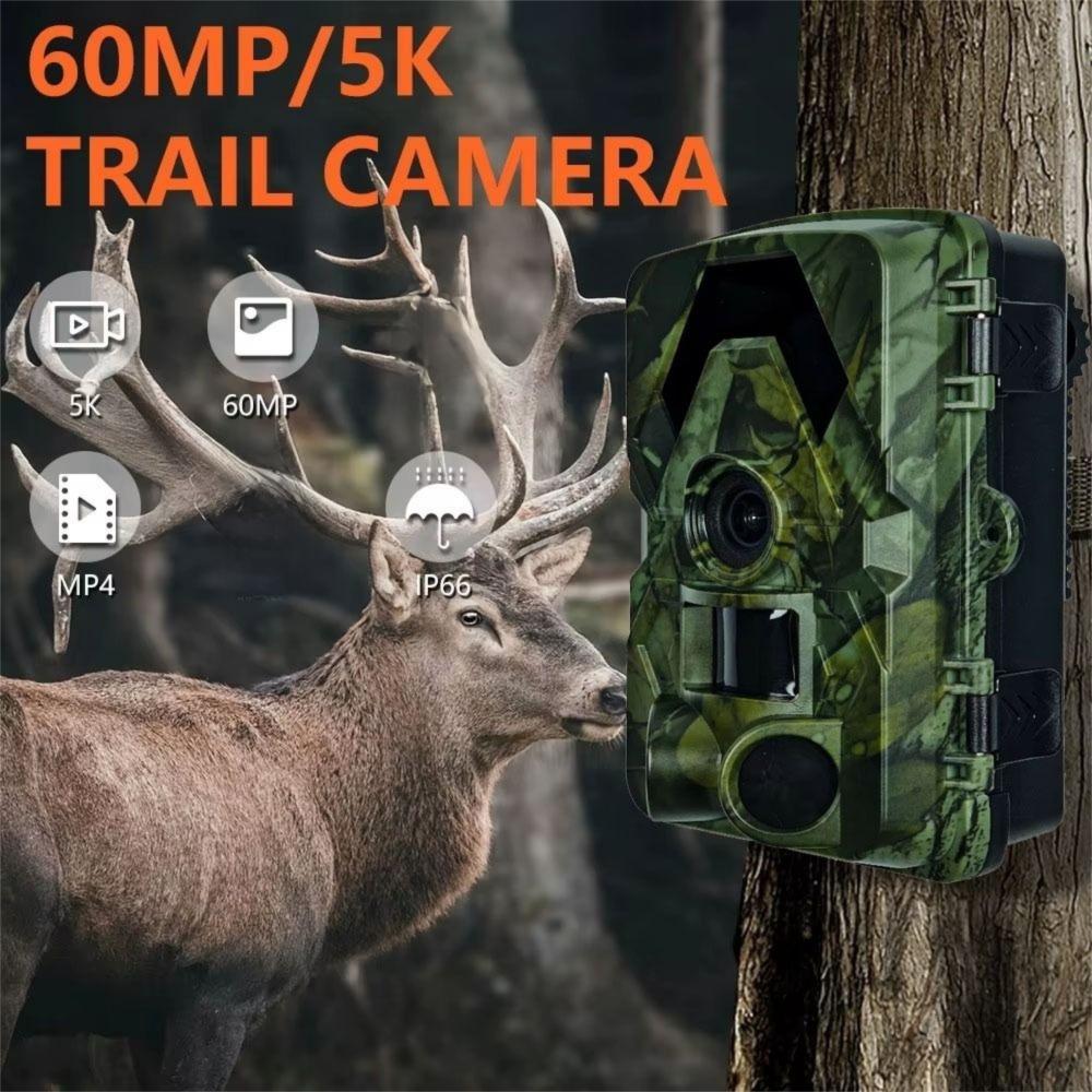 120° Wide-Angle Outdoor Infrared Trail Camera 60MP Wildlife Tracker Camera  Game Monitoring