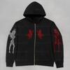 Sudadera con Cremallera y Capucha Gótica Oscura con Adorno de Pedrería Ángel Demonio Streetwear Manga Larga Oversize para Mujer