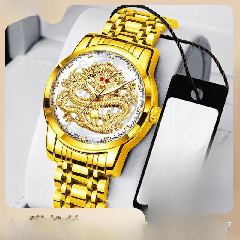 New Fashion Automatic Non-mechanical Waterproof Men's Watch High-grade Gold Dragon Quartz Watch Men's Watch
