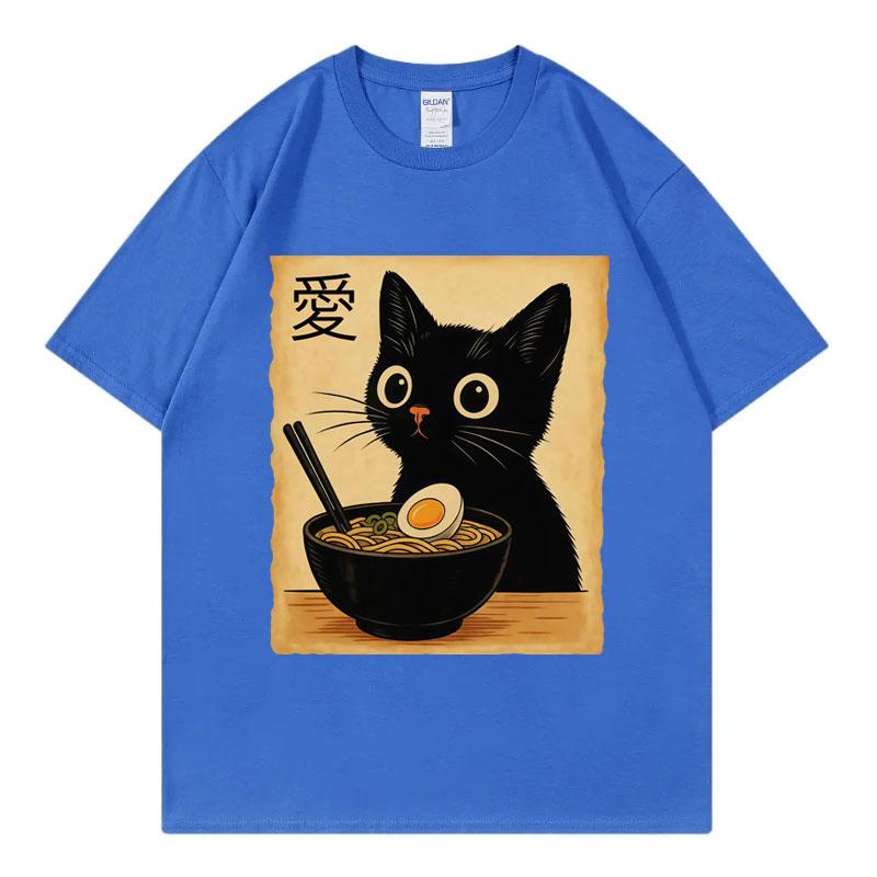 Funny Cat Ramen Graphic T Shirts Men Women Clothing High Quality Fashion Tshirts Summer Casual Short Sleeve T Shirt Streetwear