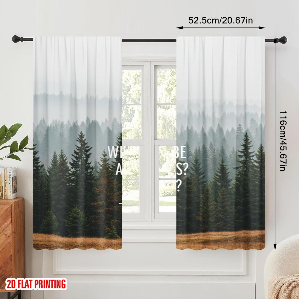 2pcs 2D Flat Printing Window Drapes If God For Us Polyester Fabric Without Electricity Birthday Party for Festive Wall Decor