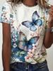 T-shirt Women's Summer Casual Round Neck Short Sleeve Butterfly Pattern Top Loose Casual Wear Ladies T-shirt Mother's Day Gift