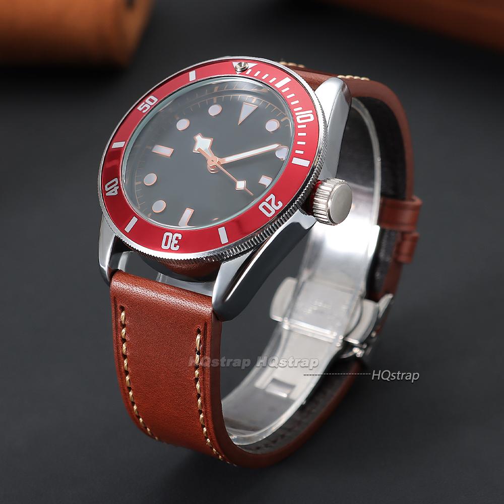 Smooth Calfskin Leather Watch Band 20mm 22mm Straps Stainless Steel Butterfly Buckle Leather Bracelet Black Brown Wristband Belt