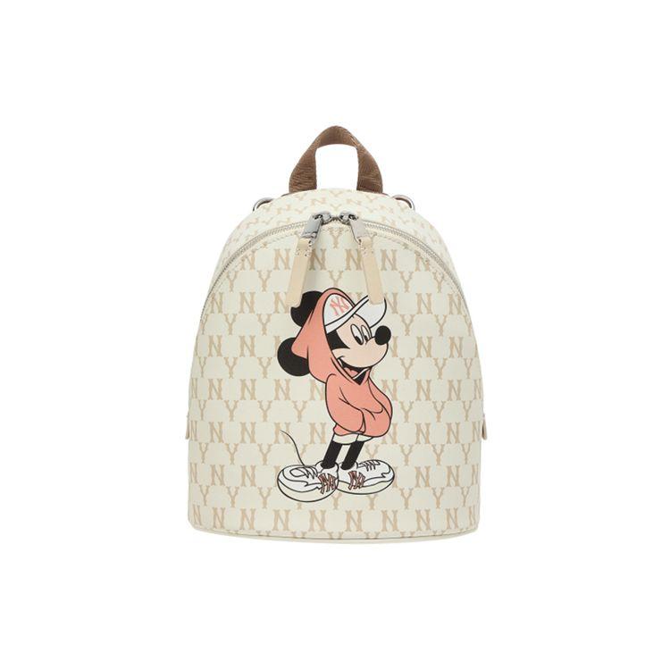 MLB X Disney Vintage All Over Print NY Yankees Backpack Unisex Backpack Beige Black 32BGK1011 New York Yankees Black