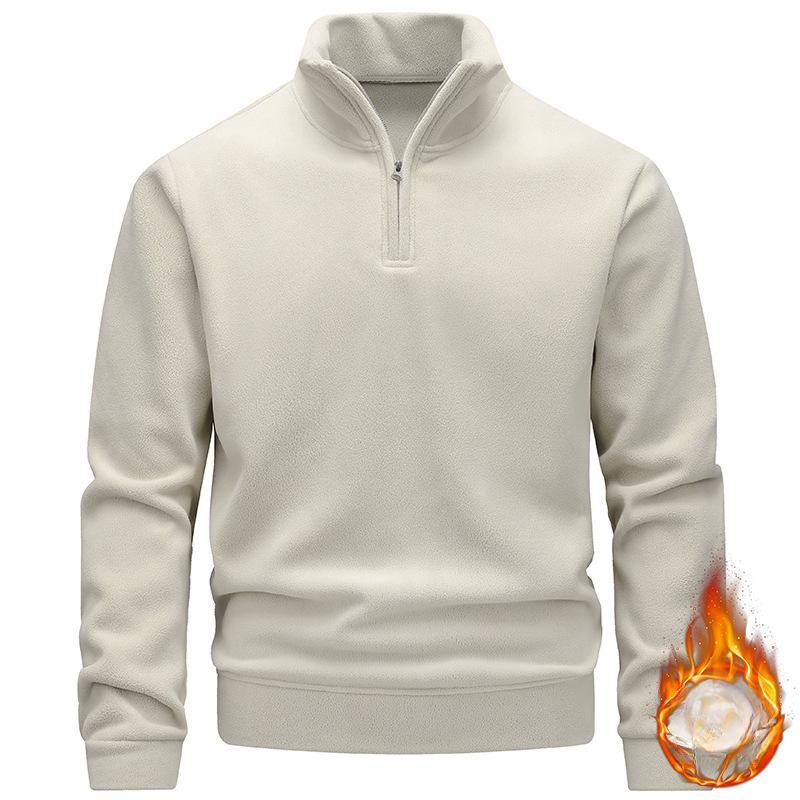 Herren Neuer einfarbiger verdickter Herren Stehkragen halber Reißverschluss Slim-Fit Strickpullover Herrenoberteil
