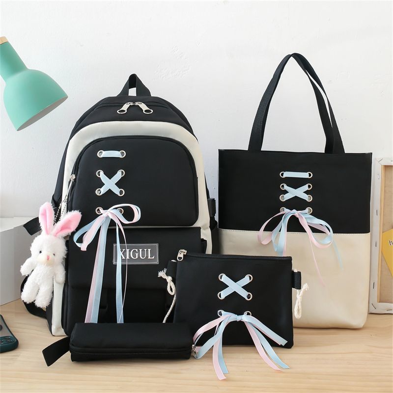 Mädchen Rucksack Set mit großer Kapazität Nylon Leicht Grundschultasche für Schulanfangssaison Mehrzweck Handtasche