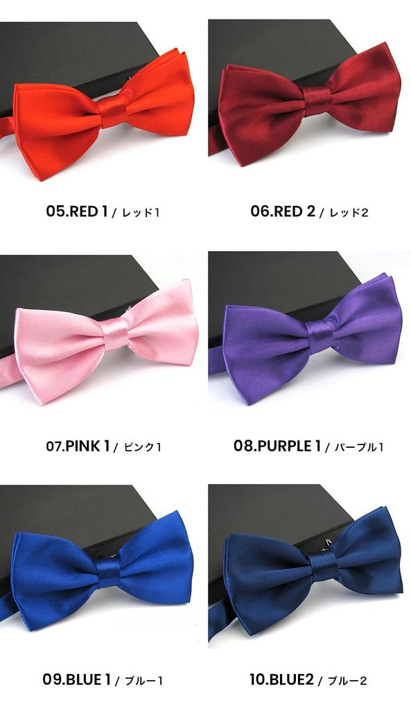 [TrendMarche] Bow Tie Easy To Put On and Take Off One-Touch [Navy 1 2-Piece Set Silky Gloss Simple] Adjustable Length Bow Tie Stylish Wedding MC