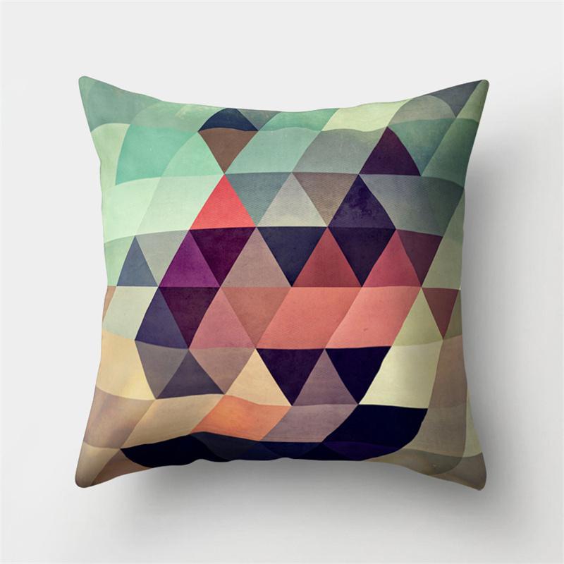 45x45cm Colorful Abstract Geometric Pillowcase Peach Skin Living Room Sofa Office Seat Car Cushion Cover Home Decoration