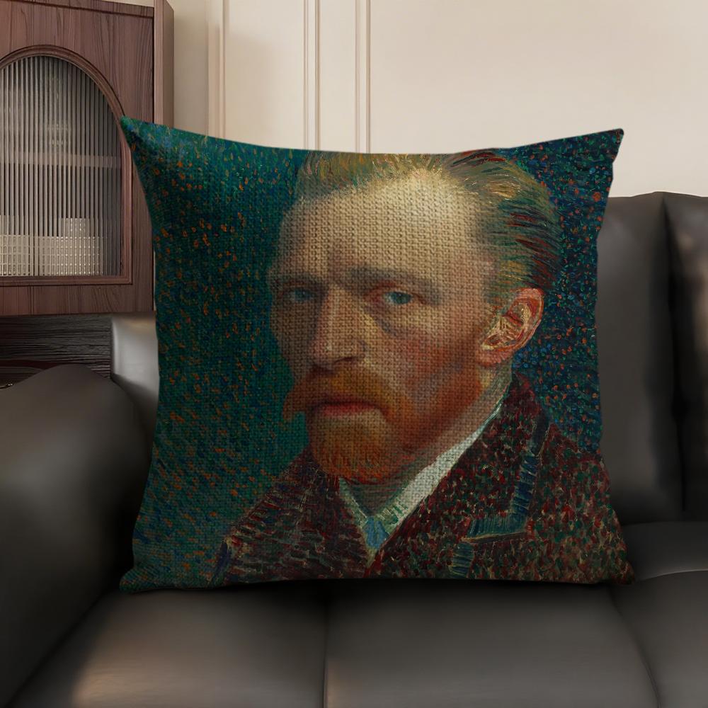 Van Gogh Original Print Cushion Cover Natural Linen Organic Fabric DoubleSided Printing Sofa Home Decor Gift Pillow Case