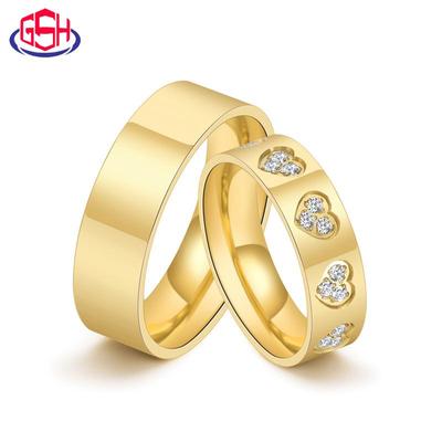 Unisex Heart-Shaped Diamond Titanium Steel Couple Ring