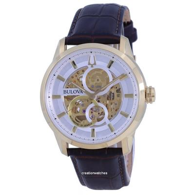 Refurbished Classic Sutton Skelett Weißes Zifferblatt Lederarmband Automatik 97A138 Herrenuhr