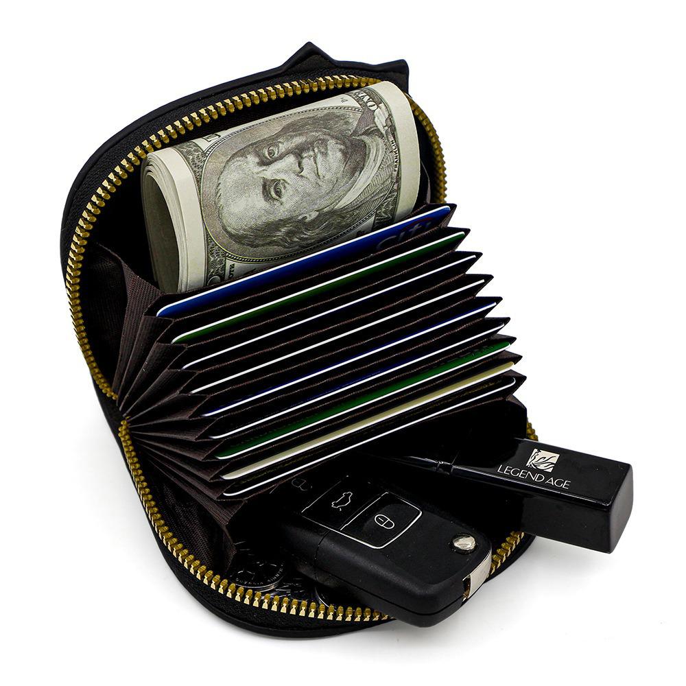 Women's Cute Internet-Style Cat Crossbody Card Holder: Multi-Slot, Large Capacity Cartoon Coin Purse
