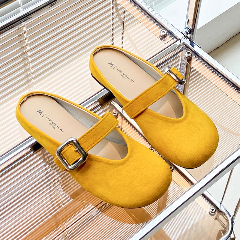 CRLAYDK Retro Women's Casual Loafers Slip On Flat Shoes Comfort Buckle Dressy Ladies Work Backless Walking Moccasins Slides