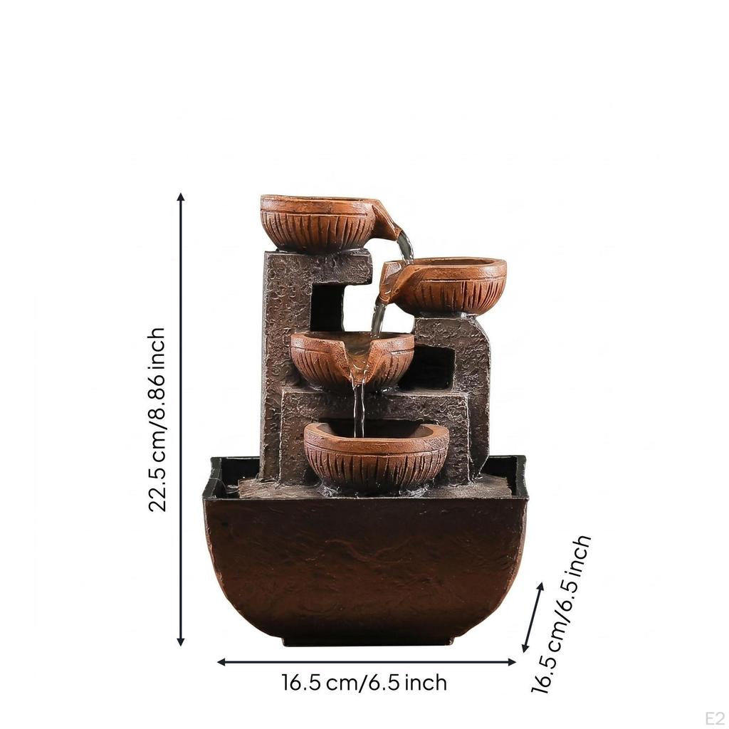 ChineseStyle Water Feature Ornament Cascading Tiered USB Powered Table Decor for Tea