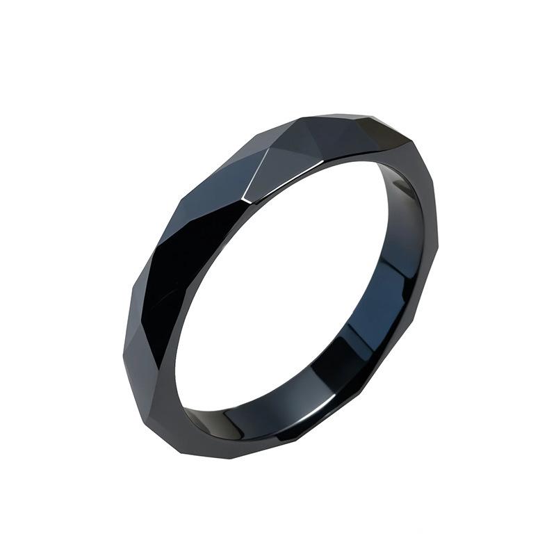 Unisex Black Hematite Magnetic Energy Rhombus Ring