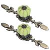 2pcs/set Hand Painted Pumpkin Drawer Knobs Chinese Pastoral Style Ceramic Cabinet HandleGreen