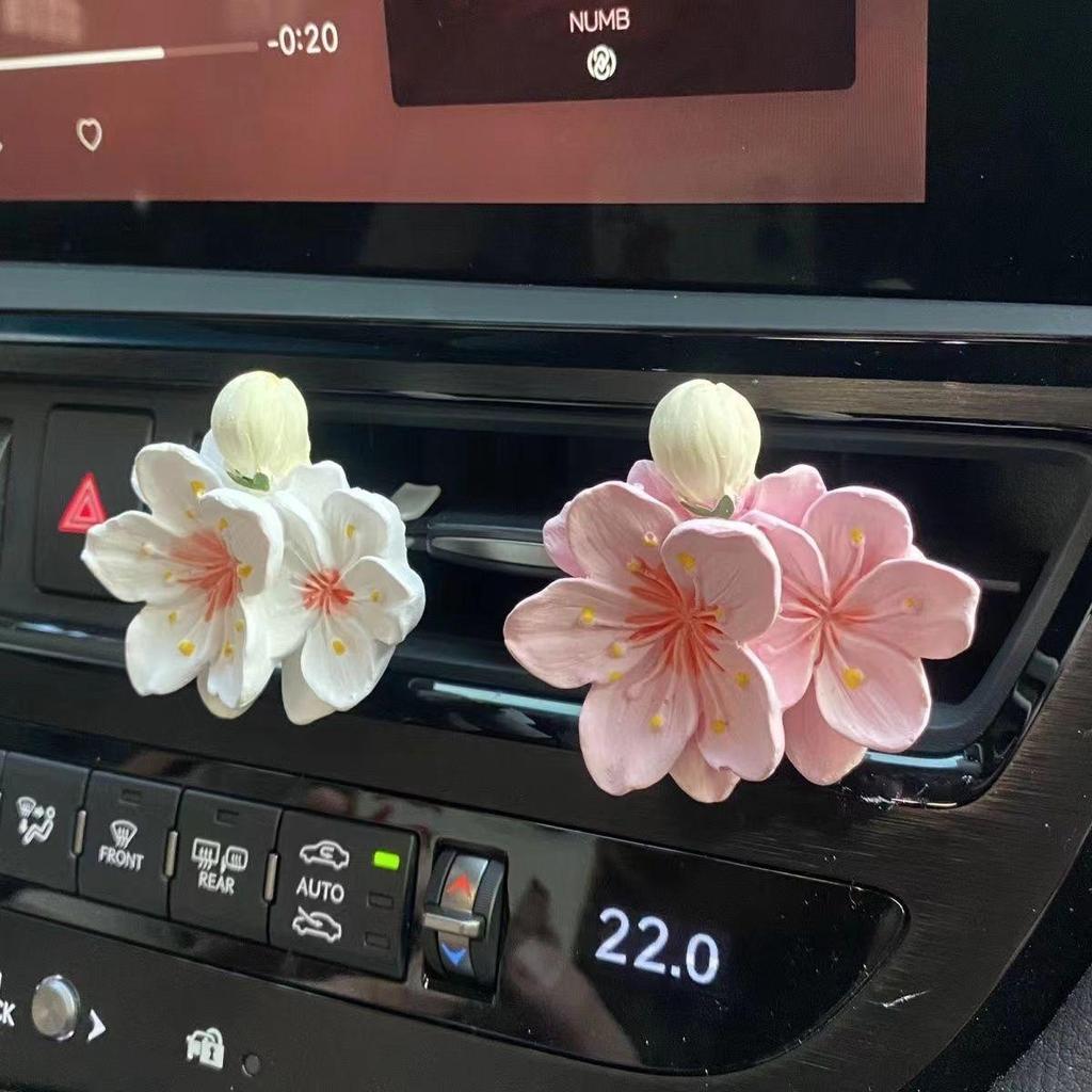 Jasmine Car Air Freshener - Floral Vent Decoration & Stone Diffuser, High-End Fragrance.