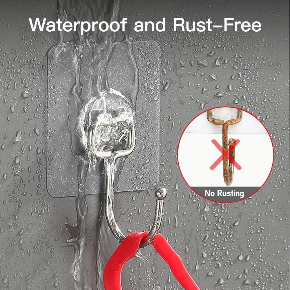 10 packs of large adhesive hooks, can hold heavy items (up to 44 lbs), removable without nails, waterproof and rust-proof, multi-purpose