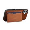 DENIOR For iPhone 16 Case Card Holder Kickstand Retro Leather+PC+TPU Phone Cover