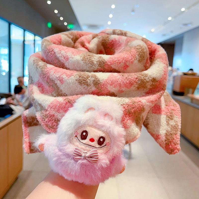 

Милые и Пушистые Шарфы, Клетчатые Шарфы для Детей на Осень и Зиму, Ветрозащитные Шарфы для Мальчиков и Девочек 3 #pink grid